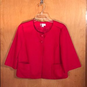 Ann Taylor Short Red Blazer W/Front Pockets.